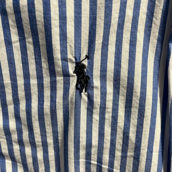 Ralph Lauren Men's Blue and White Striped Shirt - Picture 3 of 4